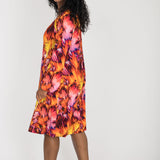 A-lined belted short jersey dress - Pink-orange