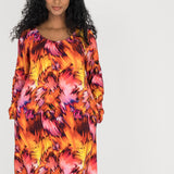 A-lined belted short jersey dress - Pink-orange