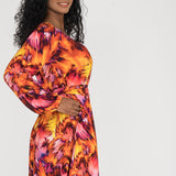 A-lined belted short jersey dress - Pink-orange