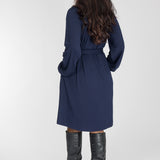 A-lined belted short jersey dress - Navy