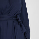 A-lined belted short jersey dress - Navy