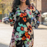A-lined belted midi jersey dress - Black