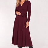 Bestie wrap midi jersey dress - Burgundy