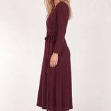 Bestie wrap midi jersey dress - Burgundy