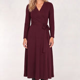 Bestie wrap midi jersey dress - Burgundy