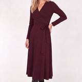 Bestie wrap midi jersey dress - Burgundy