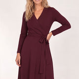 Bestie wrap short jersey dress - Burgundy