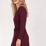 Bestie wrap short jersey dress - Burgundy