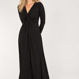 Knot draped midi jersey dress - Black
