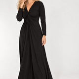 Knot draped midi jersey dress - Black