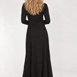 Knot draped midi jersey dress - Black