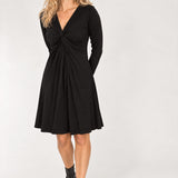 Knot draped short jersey dress - Black
