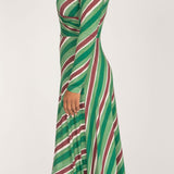 Closed wrap midi jersey dress - Green