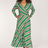 Closed wrap midi jersey dress - Green
