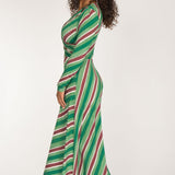 Closed wrap midi jersey dress - Green