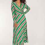 Closed wrap midi jersey dress - Green