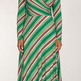 Closed wrap midi jersey dress - Green