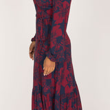 Frill wrap midi jersey dress - Burgundy