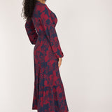 Frill wrap midi jersey dress - Burgundy