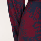 Frill wrap midi jersey dress - Burgundy