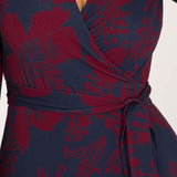 Frill wrap midi jersey dress - Burgundy
