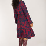 Frill wrap short jersey dress - Burgundy
