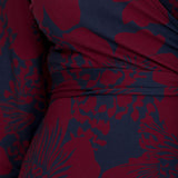 Frill wrap short jersey dress - Burgundy