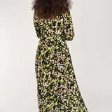 Knot draped midi jersey dress - Black printed