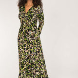 Knot draped midi jersey dress - Black printed