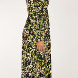 Knot draped midi jersey dress - Black printed
