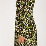 Knot draped short jersey dress - Black printed