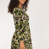 Knot draped short jersey dress - Black printed