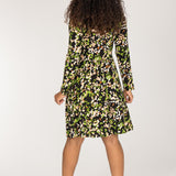 Knot draped short jersey dress - Black printed