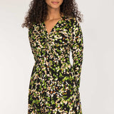 Knot draped short jersey dress - Black printed