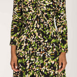 Knot draped short jersey dress - Black printed