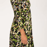 Knot draped short jersey dress - Black printed