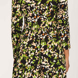 Knot draped short jersey dress - Black printed
