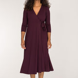 Loose fit midi wrap jersey dress - Bordeaux