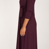 Loose fit midi wrap jersey dress - Bordeaux