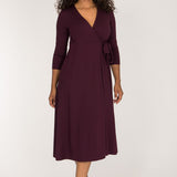 Loose fit midi wrap jersey dress - Bordeaux