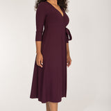 Loose fit midi wrap jersey dress - Bordeaux