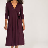 Loose fit midi wrap jersey dress - Bordeaux