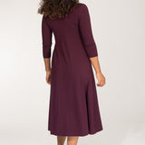 Loose fit midi wrap jersey dress - Bordeaux