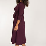Loose fit midi wrap jersey dress - Bordeaux