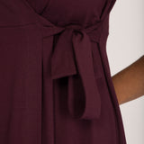 Loose fit midi wrap jersey dress - Bordeaux