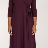 Loose fit midi wrap jersey dress - Bordeaux