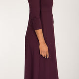 Loose fit midi wrap jersey dress - Bordeaux