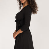 Loose fit short wrap jersey dress - Black