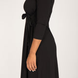 Loose fit short wrap jersey dress - Black