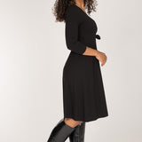 Loose fit short wrap jersey dress - Black